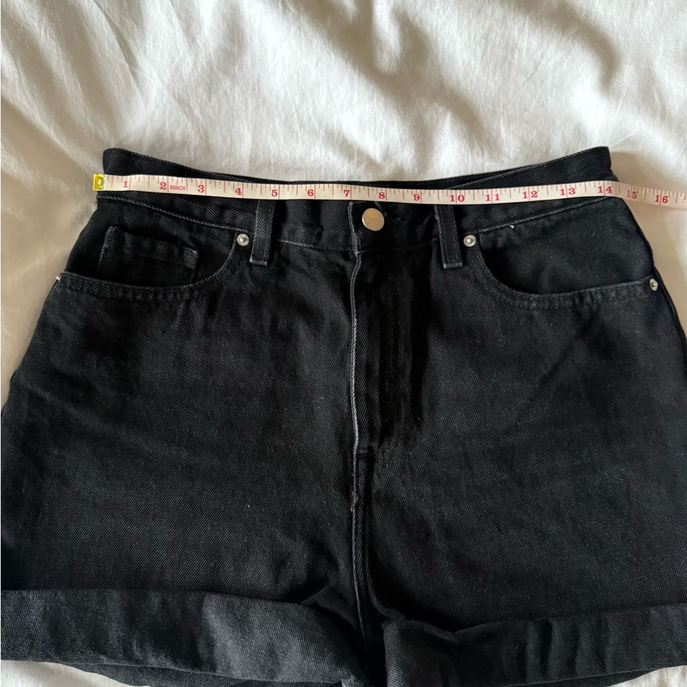 Black Denim High-Waisted Shorts